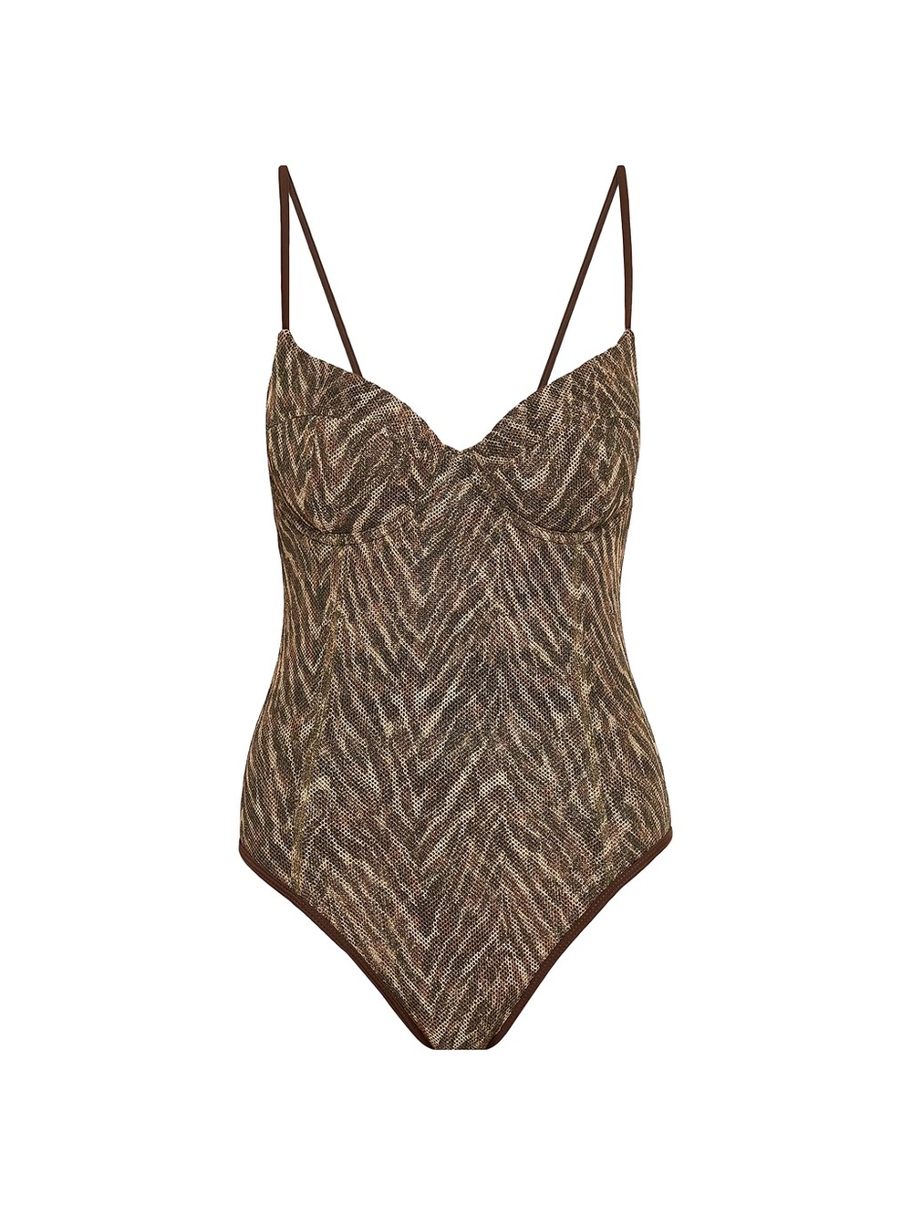 Ramy Brook Brown Patterned One-Piece Swimsuit